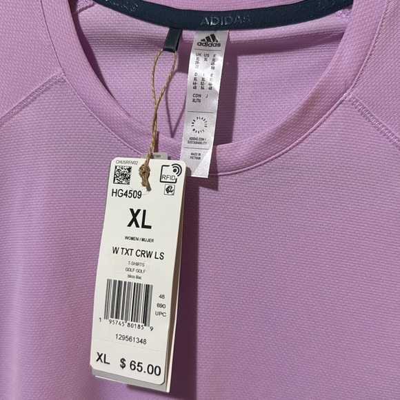 NWT Adidas Long Sleeve Golf T-Shirt Lilac Purple Womens XL Athletic Crew Neck - Picture 2 of 10